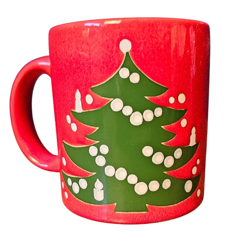 Waechtersbach Germany Red Christmas Tree Coffee Mug Vintage Ceramic Holiday